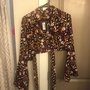 NWT Floral Wrap Blouse